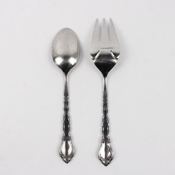 Lot of 2 International Silver Gigi Serving Spoon & Serving Fork Glossy Finish