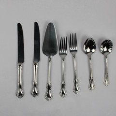 Lot of 7 Lattice Rose Reed & Barton Stainless Steel Sweets Set Glossy Finish 