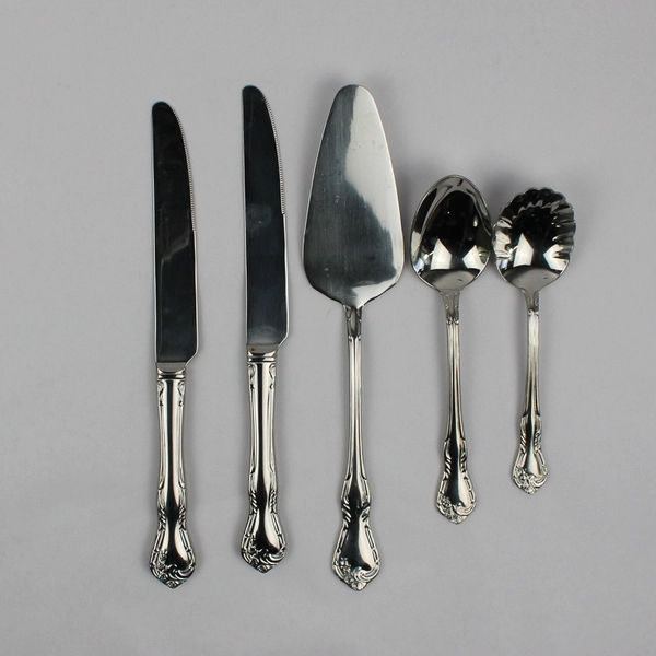 Lot of 7 Lattice Rose Reed & Barton Stainless Steel Sweets Set Glossy Finish 