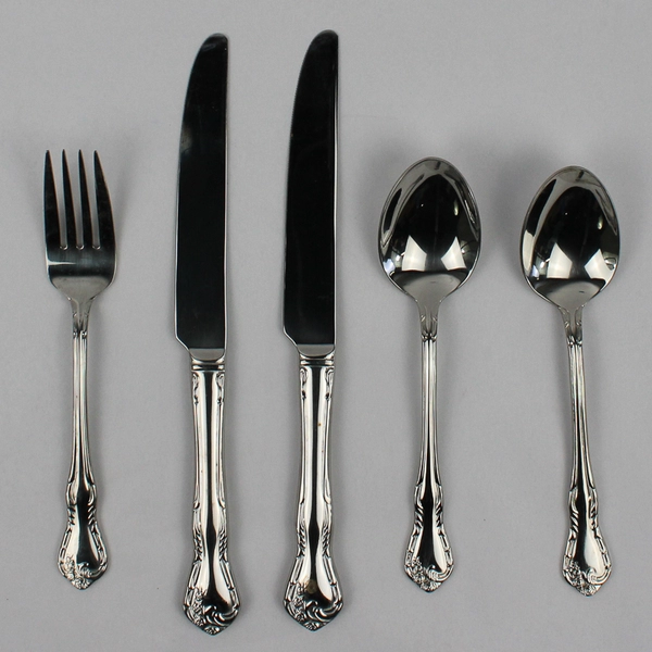 Lot of 5 Lattice Rose Reed & Barton Stainless Steel Set Glossy Finish 