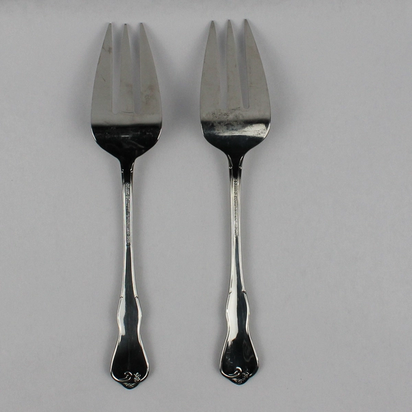 Lot Of 3 Reed & Barton Lattice Rose (Stainless) Flatware 2 Serving Forks 1 Spoon