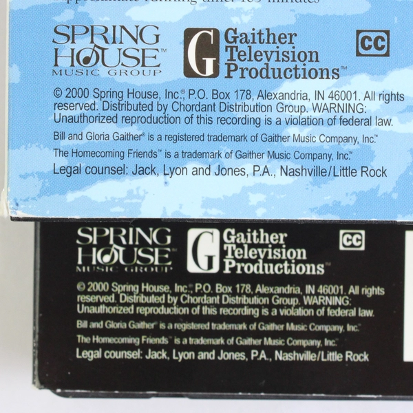 Lot of 2 Gaither Gospel Series VHS Tapes 2000 Bill & Gloria Gaither