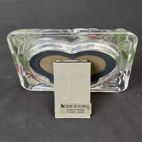 Home Beautiful Crystal Heart Shaped Photo Frame With Easel Embossed Roses