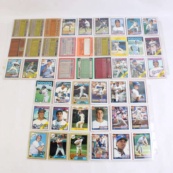 Lot of 78 Topps LA Dodgers Baseball Cards in 5 Plastic Sleeves