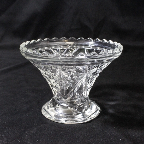 Vintage Anchor Hocking Prescut Clear Glass Punch Bowl Stand 4.75 Inch Tall