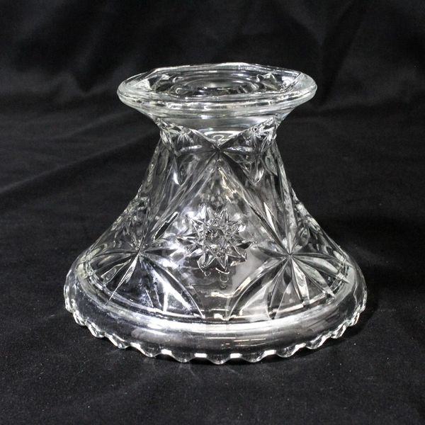Vintage Anchor Hocking Prescut Clear Glass Punch Bowl Stand 4.75 Inch Tall