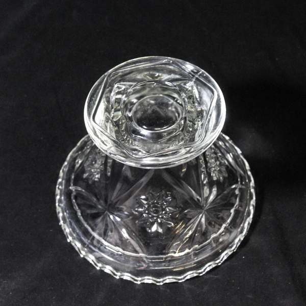 Vintage Anchor Hocking Prescut Clear Glass Punch Bowl Stand 4.75 Inch Tall