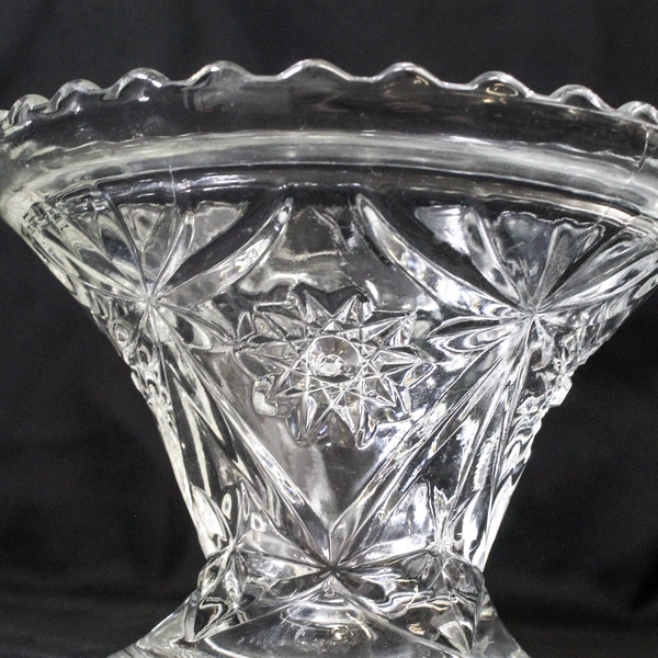 Vintage Anchor Hocking Prescut Clear Glass Punch Bowl Stand 4.75 Inch Tall