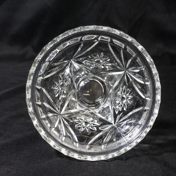 Vintage Anchor Hocking Prescut Clear Glass Punch Bowl Stand 4.75 Inch Tall