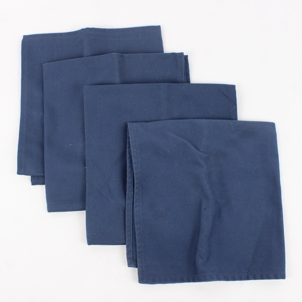 Lot Of 4 Unbranded Solid Navy Blue Cloth Napkins Square 17.5" x 17.5"