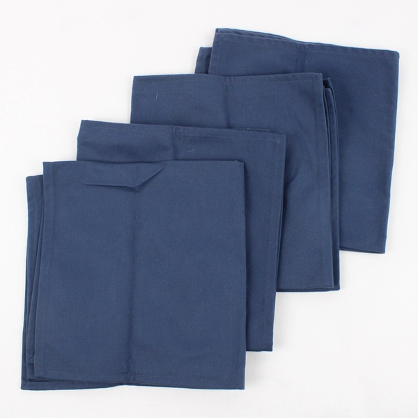 Lot Of 4 Unbranded Solid Navy Blue Cloth Napkins Square 17.5" x 17.5"
