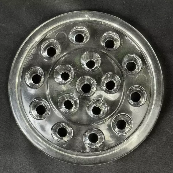 Vintage Glass Flower Frog 5.25 Inch Diameter 16 Holes