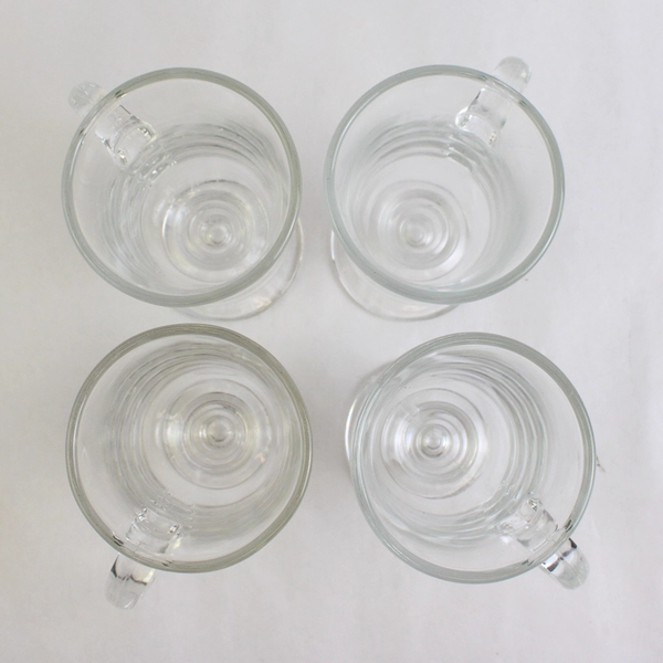 Set of 4 Libbey Clear Glass Irish Coffee Mugs Footed Cups 6"