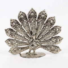 Small Revere Silver Peacock Figurine Decor 4.25" Tall x 5.25" Wide