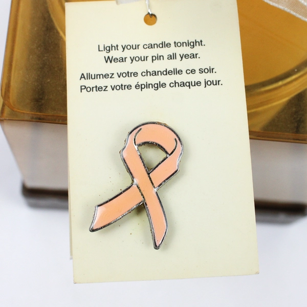 Pier 1 Imports Candle Floral Bloom With Breast Cancer Awareness Pin