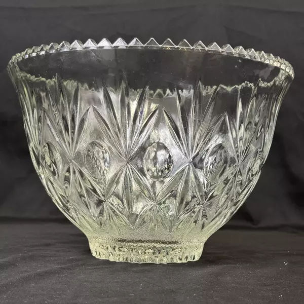 Vintage Hazel Atlas Heritage Glass Punch Bowl 11.25 Inch
