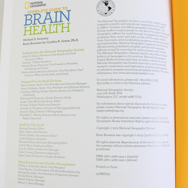 National Geographic Complete Guide To Brain Health By Michael Sweeney 2013 HC