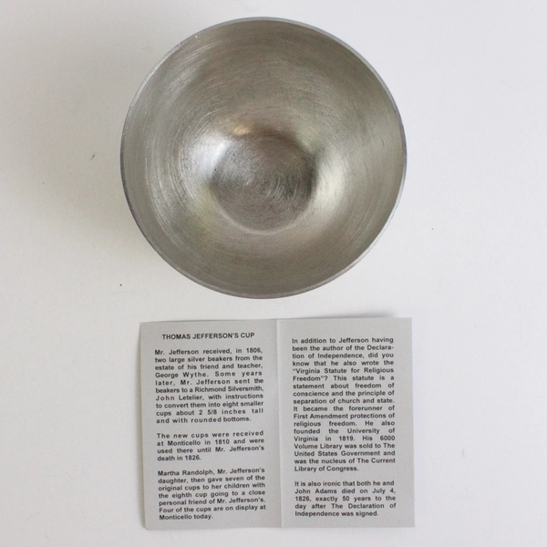 Camelot Pewter Jefferson Cup Handcrafted In Virginia Engraved Letters WCES