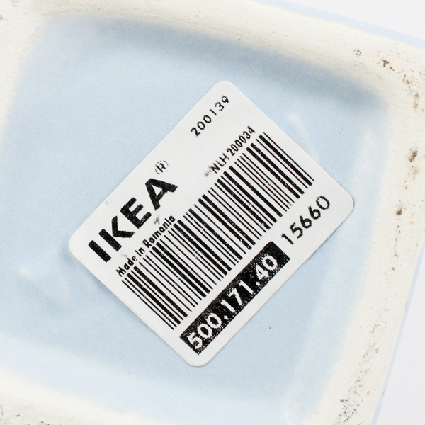 Ikea Solid Baby Blue Ceramic Vase Square Small Base 7.75" Tall