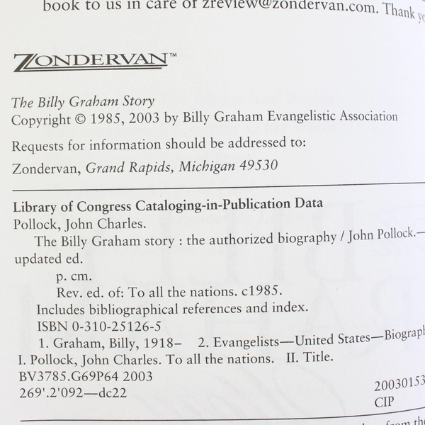 The Billy Graham Story by John Pollock The Authorized Biography 2003 Paperback