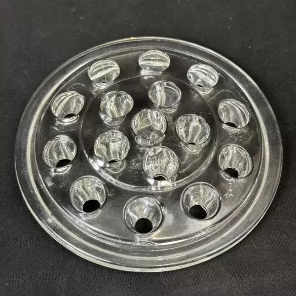 Vintage 16 Hole Glass Flower Frog 5.25 Inch Diameter