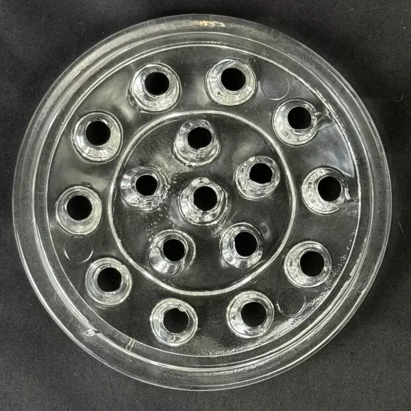 Vintage 16 Hole Glass Flower Frog 5.25 Inch Diameter
