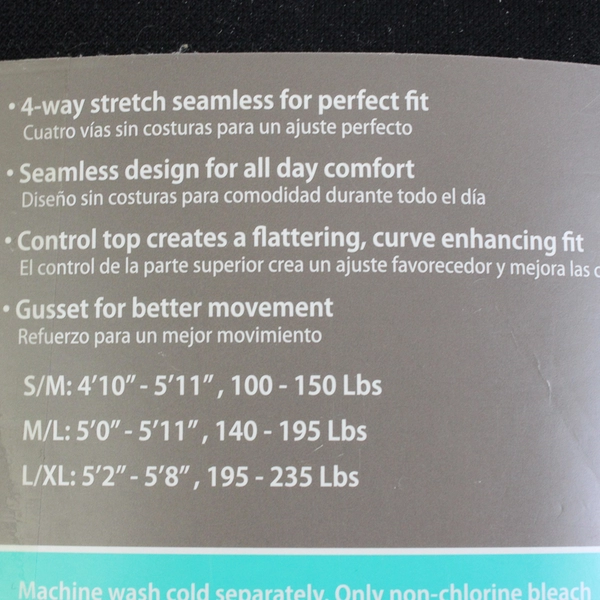 Secret Treasures Black High Waisted Shaping Legging Level 1 Support Size S/M