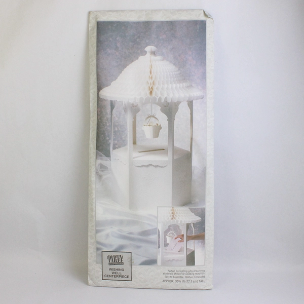 Vintage Hallmark Party Express All White Wishing Well Paper Centerpiece 30.25”