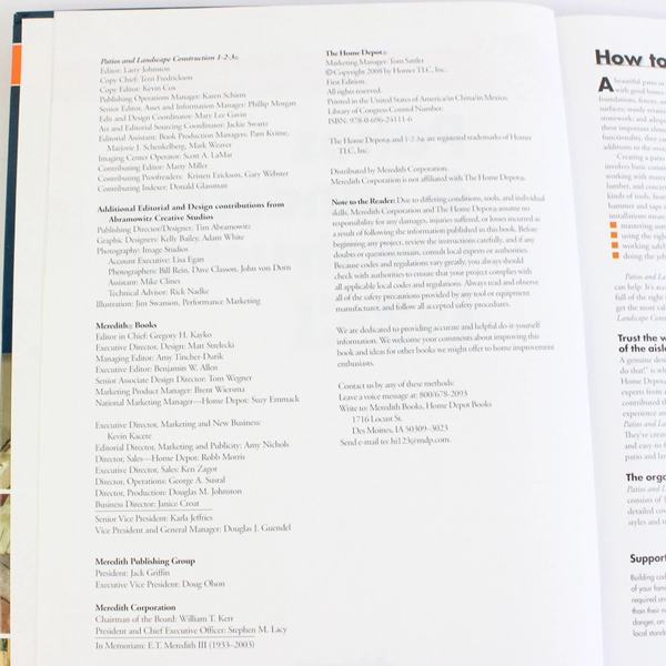 Patios & Landscape Construction 1-2-3 Expert Advice From the Home Depot 2008 HC