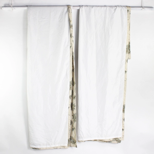 Lot Of 2 Linden Street Metal Ringed Curtain Panels Beige Floral 50" x 95"