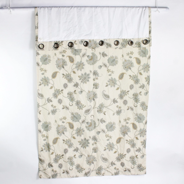 Lot Of 2 Linden Street Metal Ringed Curtain Panels Beige Floral 50" x 95"