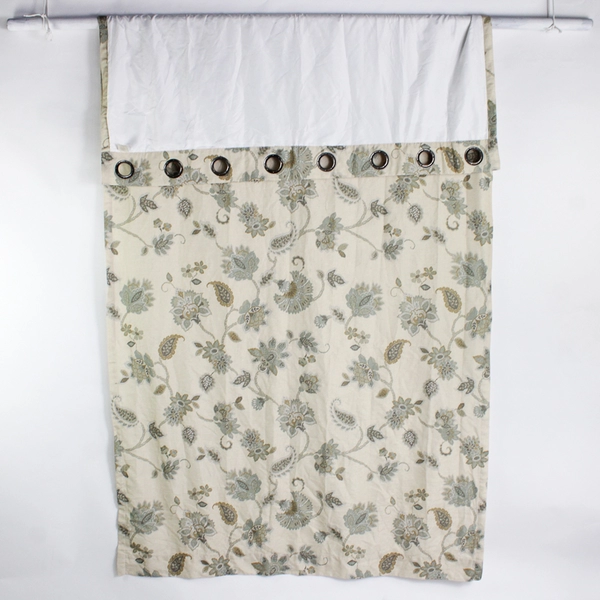 Lot Of 2 Linden Street Metal Ringed Curtain Panels Beige Floral 50" x 95"