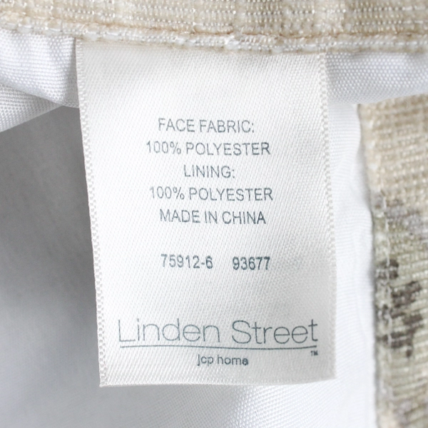 Lot Of 2 Linden Street Metal Ringed Curtain Panels Beige Floral 50" x 95"