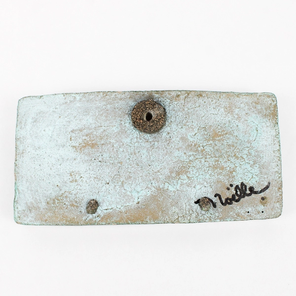 Handmade Decorative Frog Swimming Pottery Sculpture Rectangle 7" x 3.5"