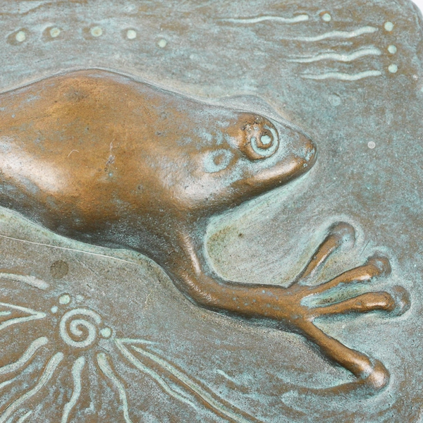 Handmade Decorative Frog Swimming Pottery Sculpture Rectangle 7" x 3.5"