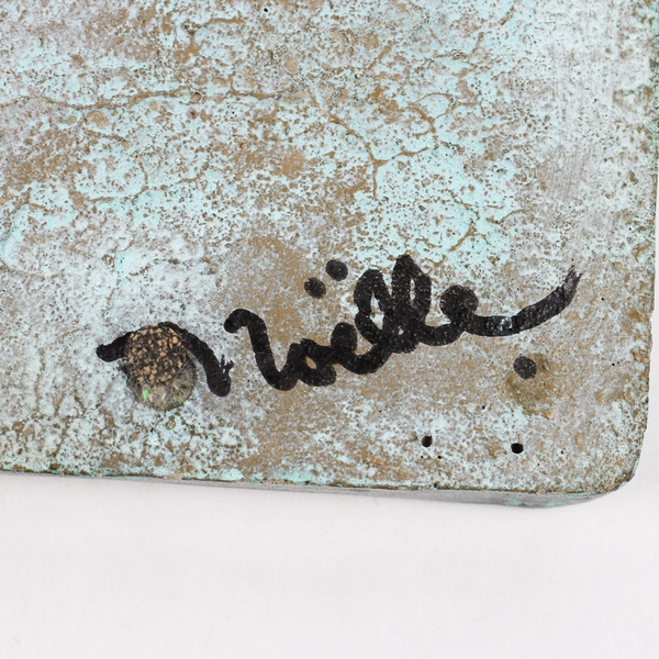 Handmade Decorative Frog Swimming Pottery Sculpture Rectangle 7" x 3.5"