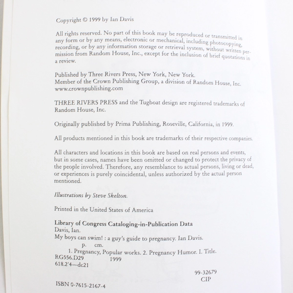 My Boys Can Swim! The Official Guy's Guide to Pregnancy Ian Davis 1999 PB 1st Ed