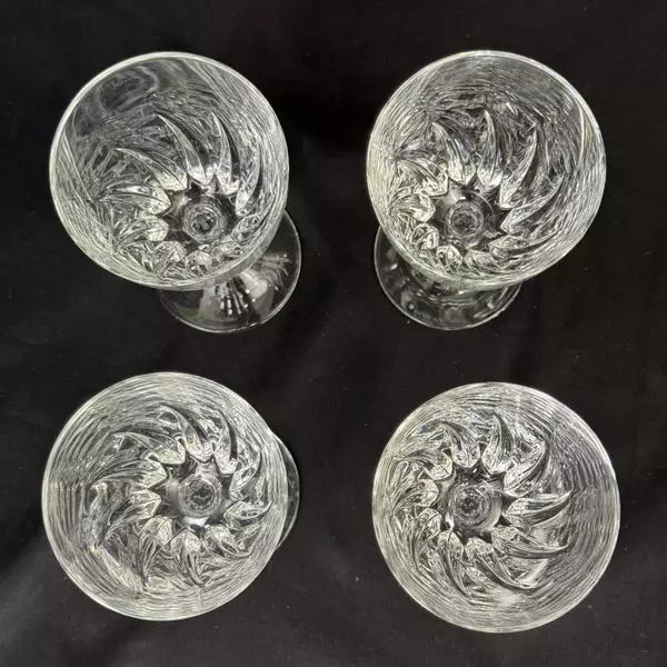 Set of 4 Cristal D'Arques Crystal Wine Glasses Flamenco Pattern 6 Inch