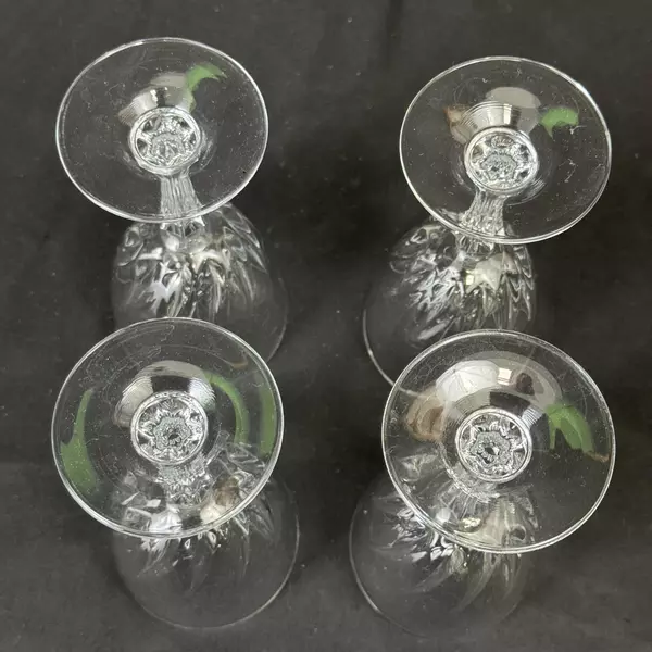 Set of 4 Cristal D'Arques Crystal Wine Glasses Flamenco Pattern 6 Inch