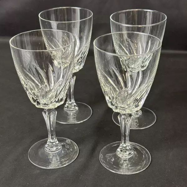 Set of 4 Cristal D'Arques Crystal Water Goblets Flamenco Pattern 7 inch
