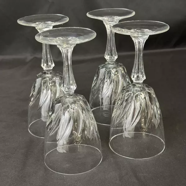 Set of 4 Cristal D'Arques Crystal Water Goblets Flamenco Pattern 7 inch