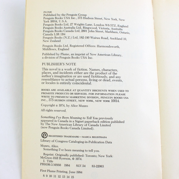 13 Stories Including Something I've Been Meaning to Tell You Alice Munro 1984 PB