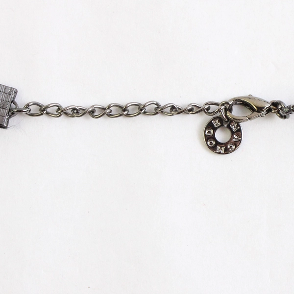 MacMode Clear Chunky Beaded Necklace Black Ribbon 25"