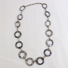 Shell Ring Linked Chain Necklace 18" Costume Fashion Jewelry