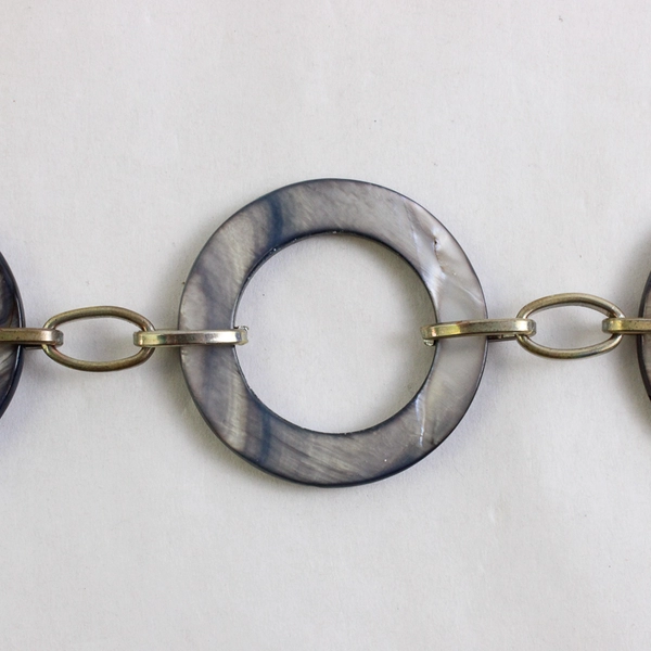 Shell Ring Linked Chain Necklace 18" Costume Fashion Jewelry