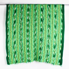 Handmade Crochet Throw Blanket Striped Greens 46.5" x 64"