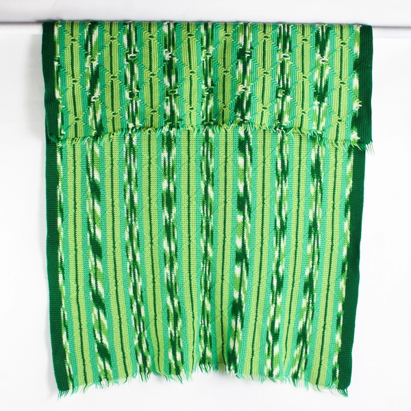Handmade Crochet Throw Blanket Striped Greens 46.5" x 64"