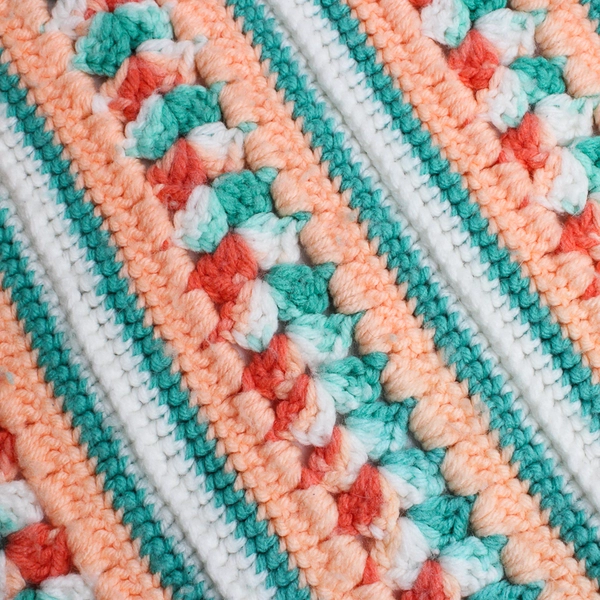 Handmade Crochet Throw Pastel Pink White Green 47" x 60"