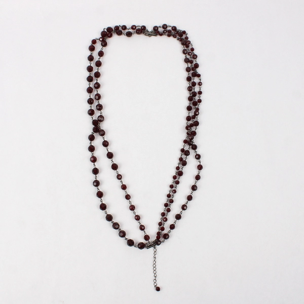 Five Strand Dark Red Beaded Necklace 18" Costume Fashion Jewelry