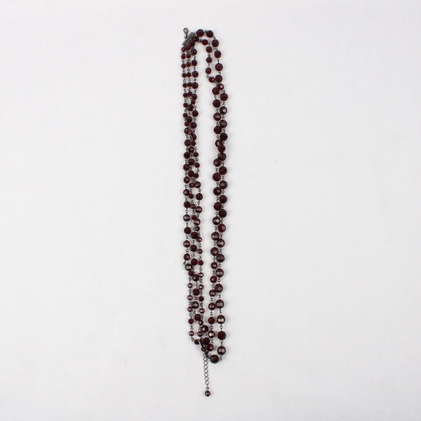 Five Strand Dark Red Beaded Necklace 18" Costume Fashion Jewelry